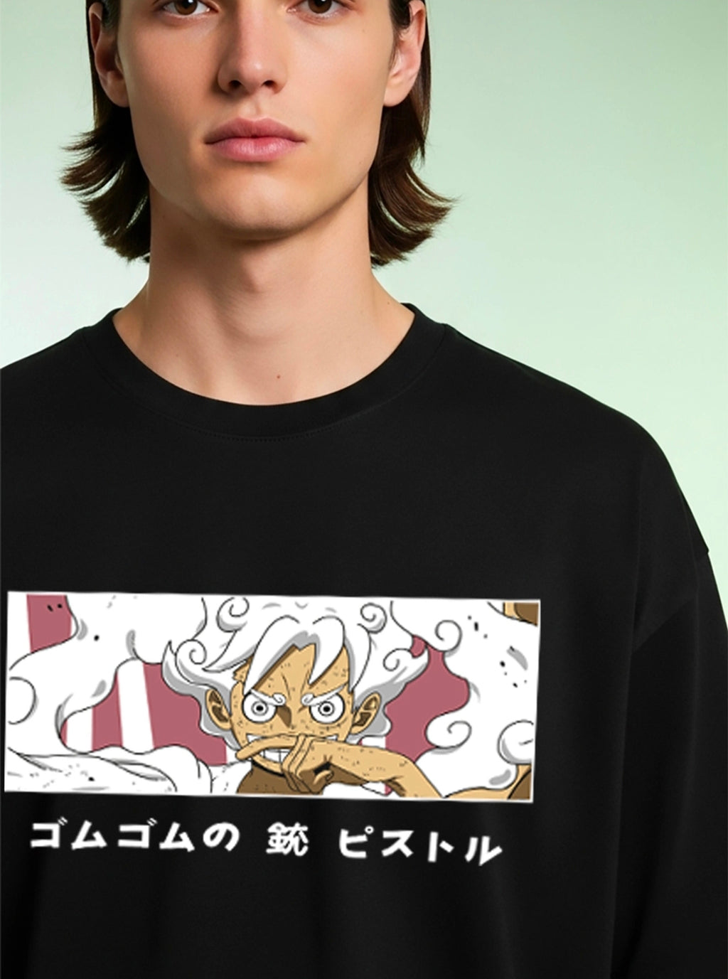 Men's Black Cotton Blend Luffy Gear 5 One Piece
Graphic Print Round Neck T-shirt